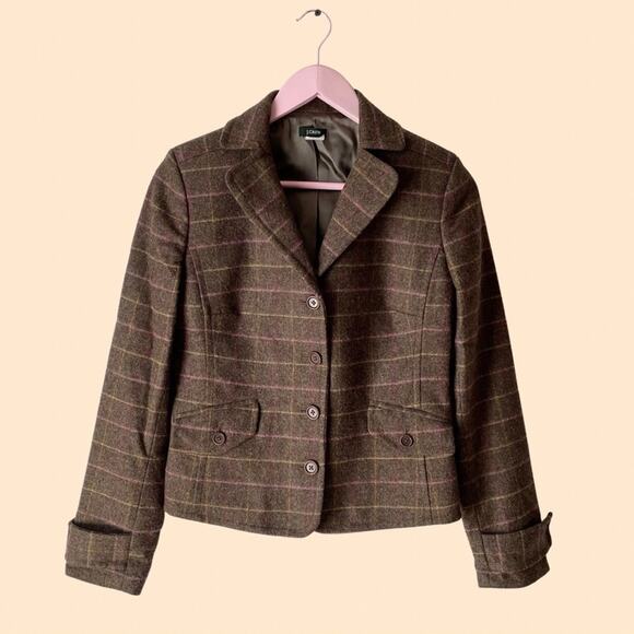 J. Crew Brown Plaid Wool Jacket Size Small - Picture 1 of 5